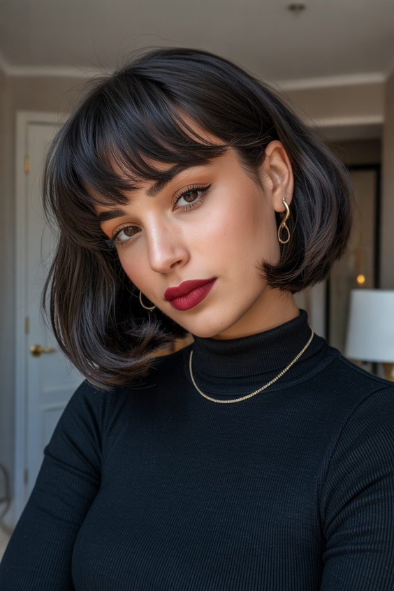 trendy bob hairstyles 2026 classic french bob with soft fringe