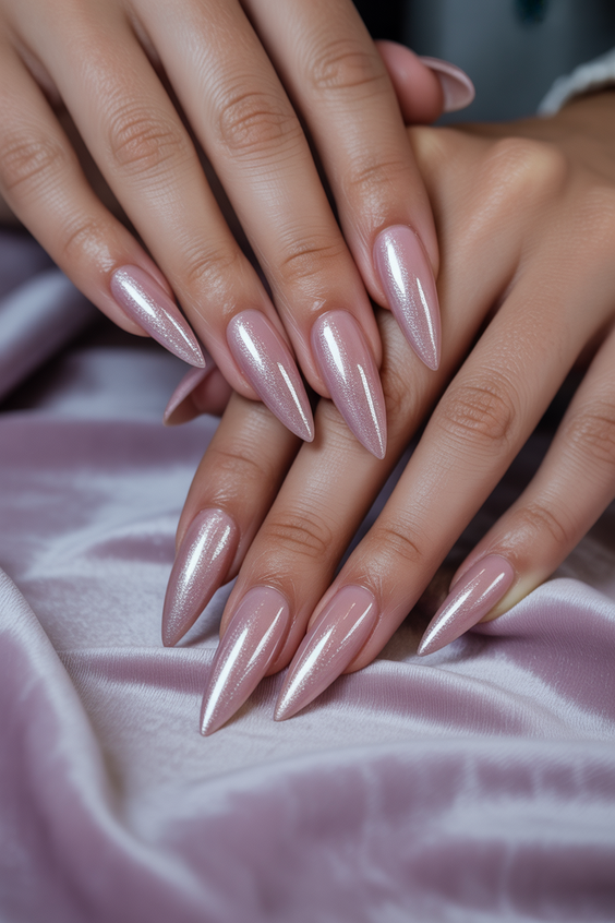 trendy cat eye nails 2026 Soft Pink Pearl Glow