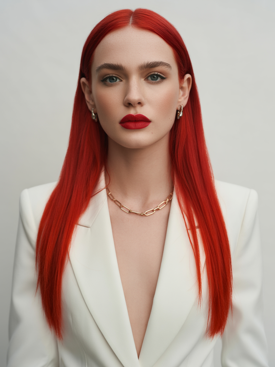 trendy haircuts 2026 ultra sleek fiery red length