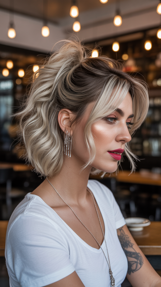 trendy haircuts 2026 voluminous blonde bob with waves