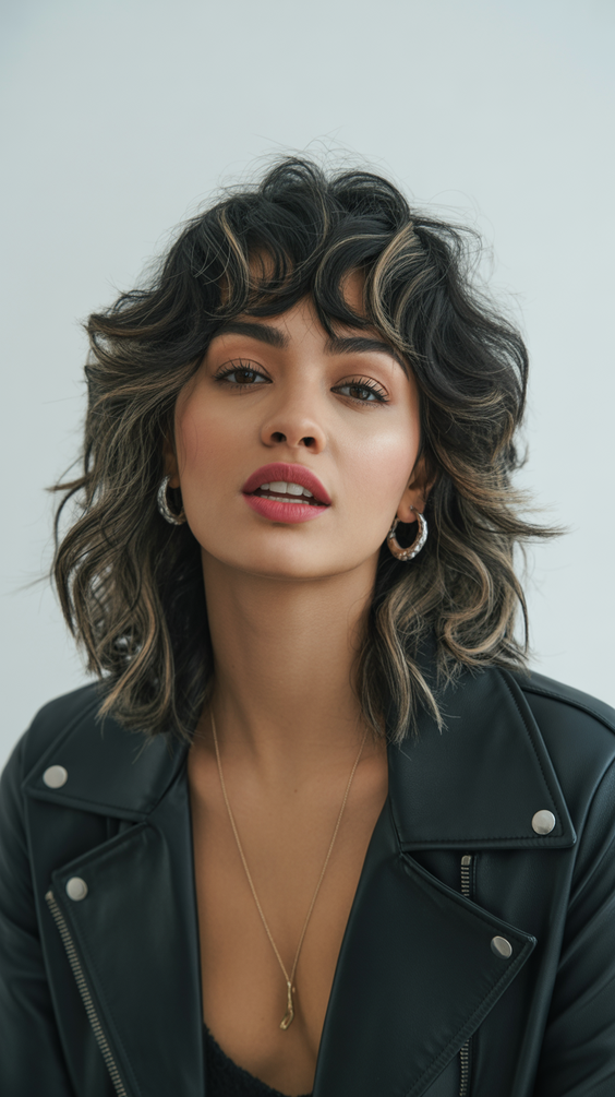 trendy haircuts 2026 modern shag with bold highlight accents