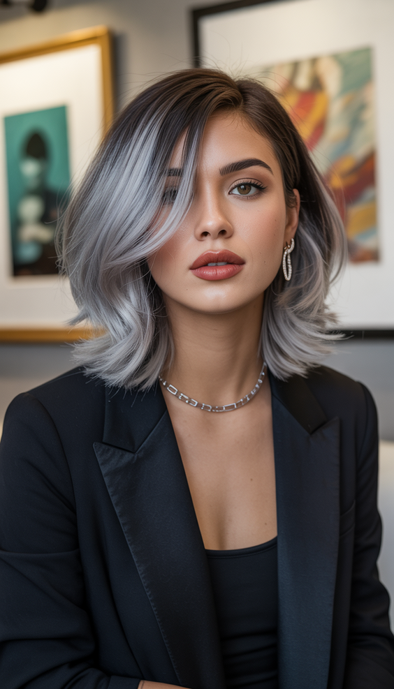 trendy haircuts 2026 dimensional silver lob with smooth movement