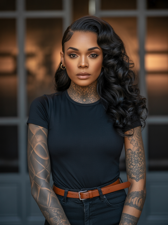 trendy hairstyles for black women 2026 deep wave side sweep