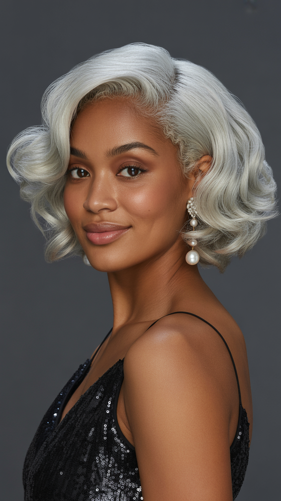 trendy hairstyles for black women 2026 silver vintage waves