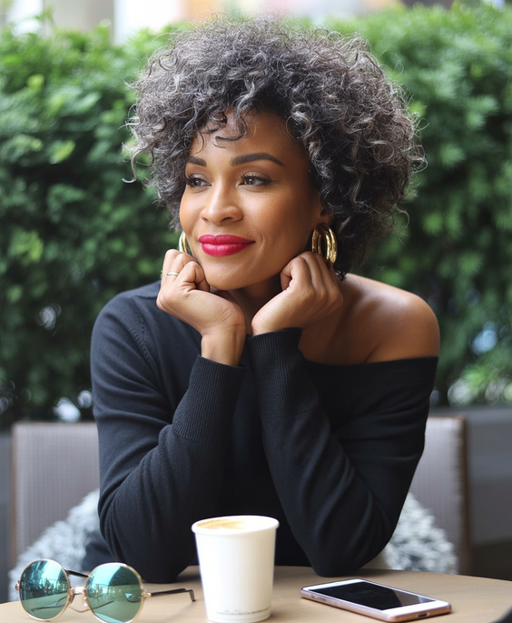 trendy hairstyles for black women 2026 silver curl confidence