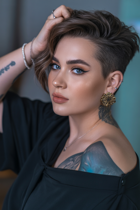 trendy hairstyles for chubby faces 2026 undercut wave style with bold asymmetry