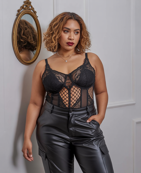 Trendy midsize outfits 2026 Lace And Leather Night Energy