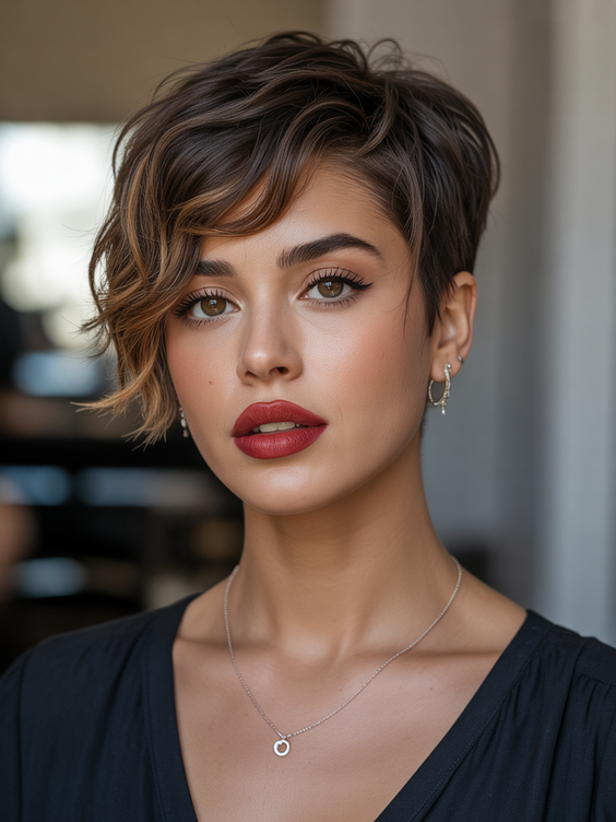 pixie haircuts Soft Wavy Pixie With Feminine Texture