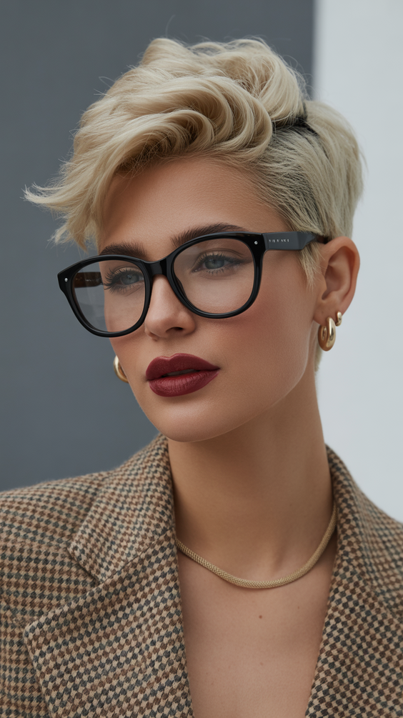 pixie haircuts Voluminous Blonde Pixie With Sculpted Waves