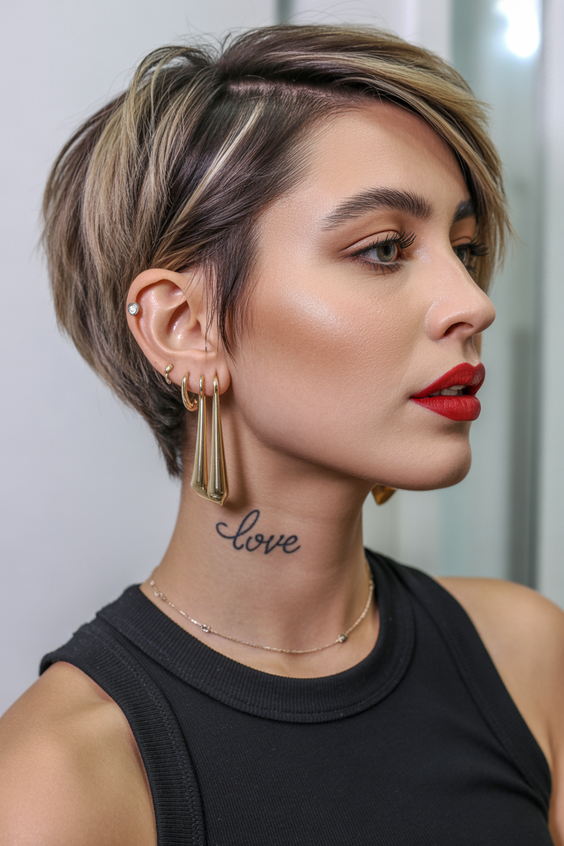 pixie haircuts Layered Blonde Pixie With Side-Swept Bangs