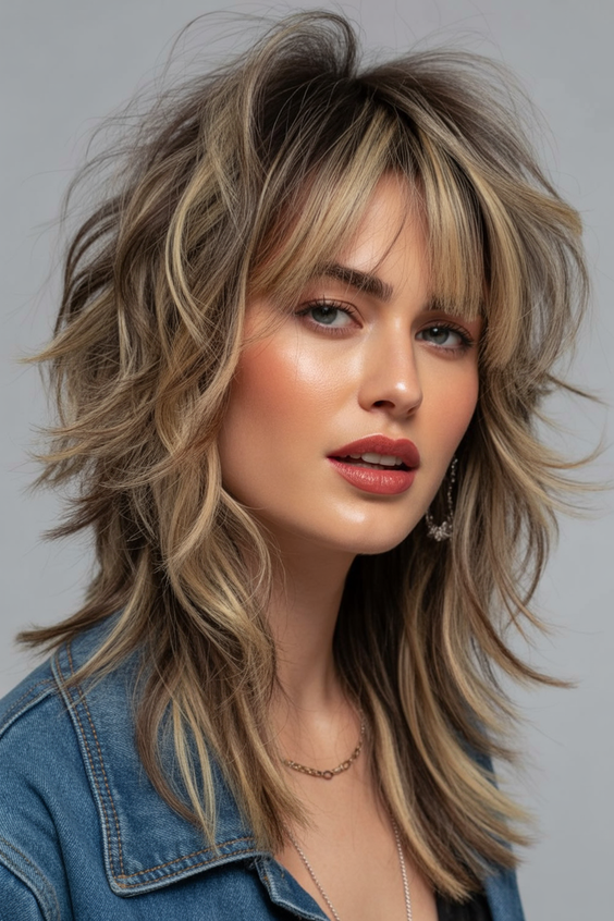 trendy shag haircut 2026 caramel layer shag with sunlit dimension