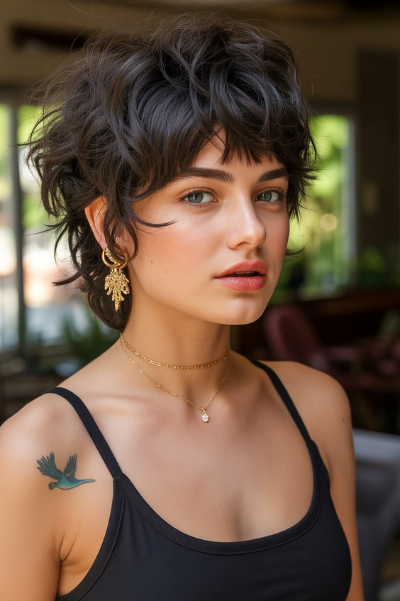 trendy shag haircut 2026 dark cocoa micro shag with tousled volume