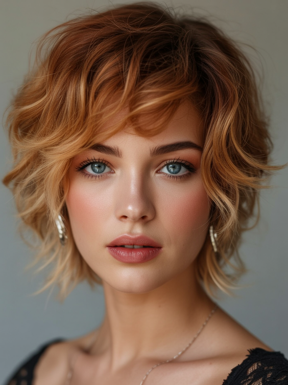 trendy shag haircut 2026 copper sugar shag with sculpted waves