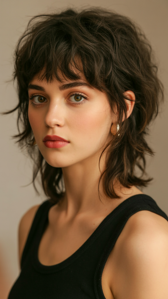 trendy shag haircut 2026 classic brunette long shag with soft texture