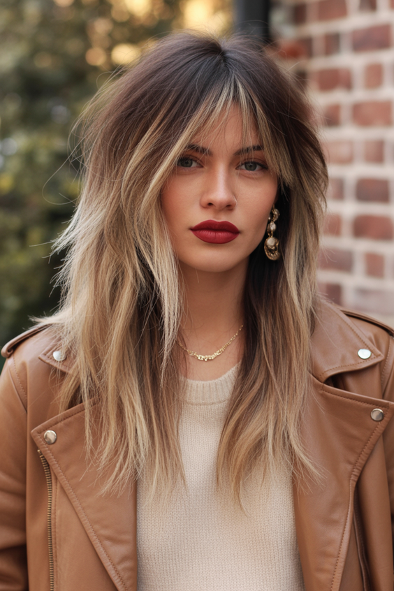 trendy shag haircut 2026 blended blonde shag with root depth
