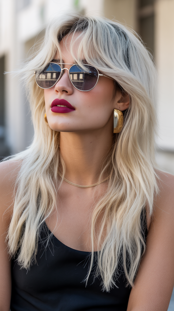 trendy shag haircut 2026 sunlit platinum shag with layered movement