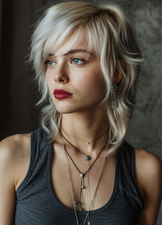 trendy shag haircut 2026 silver stream shag with side swept texture