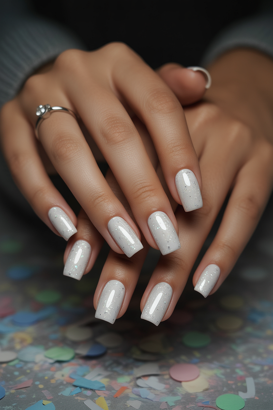 white nails inspiration 2026 pearly square