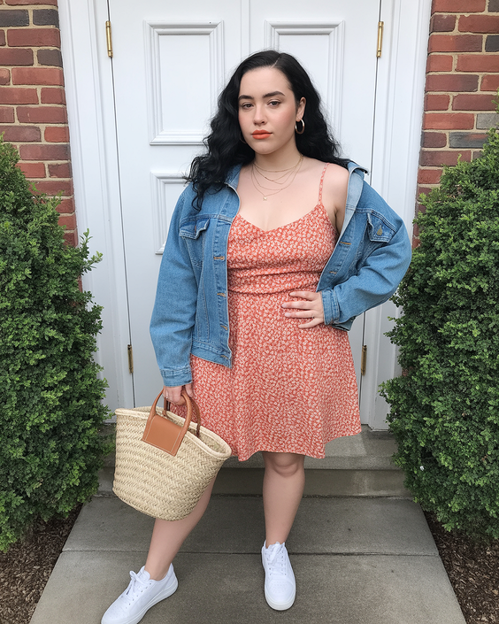 midsize spring outfits going out Casual Dresses with Denim Layers for Real Life