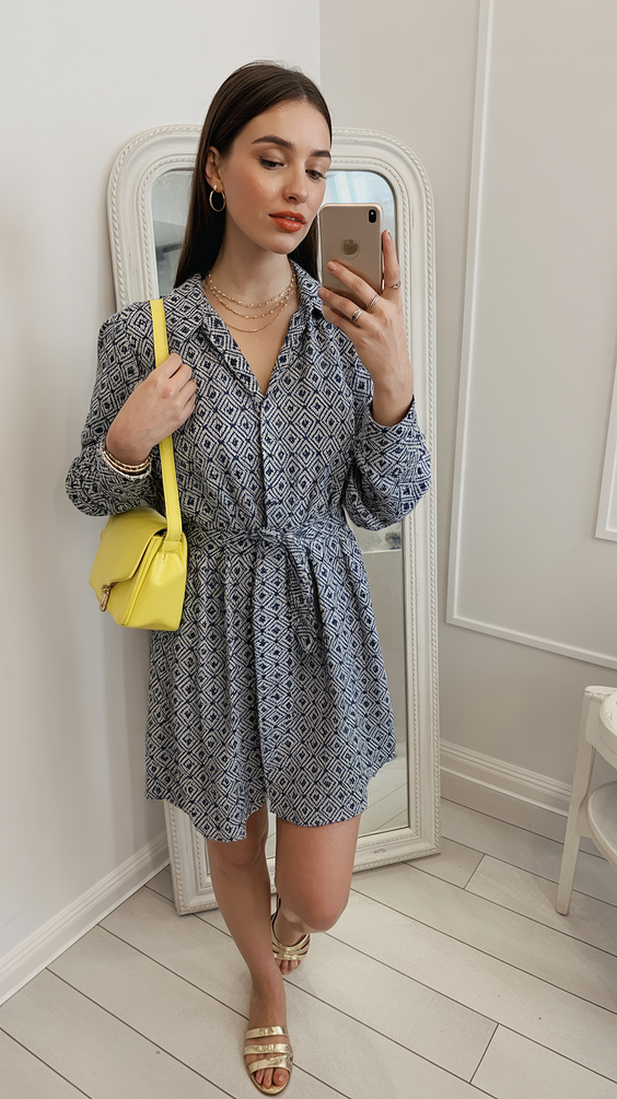 midsize spring outfits going out Printed Mini Dresses with Playful Accessories