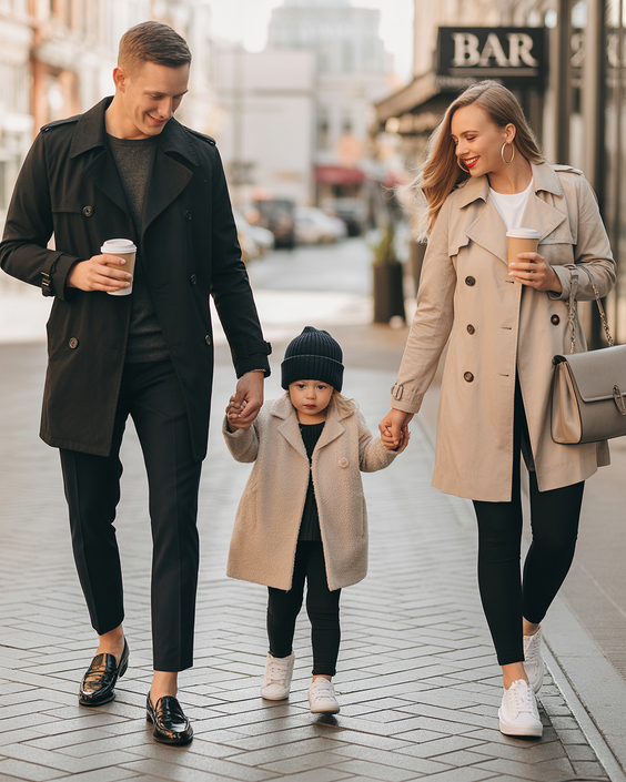 cute spring family pictures outfits 2026 Classic Trench Coats for a Timeless Family Walk