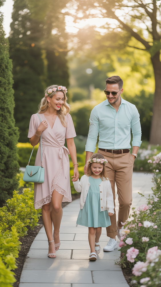 cute spring family pictures outfits 2026 Pastel Romance for a Spring Garden Mood