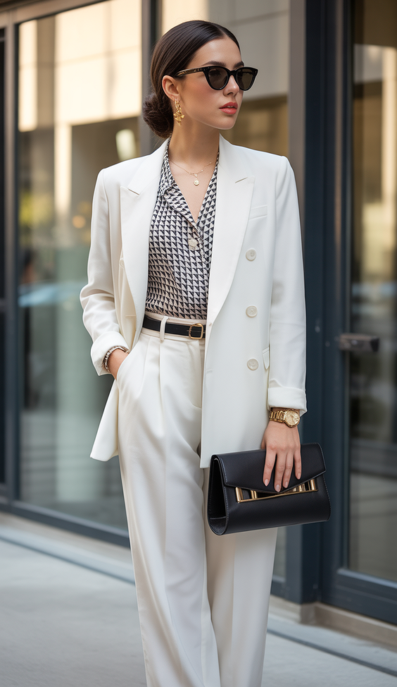 Cute spring office outfits 2026 White Suit
