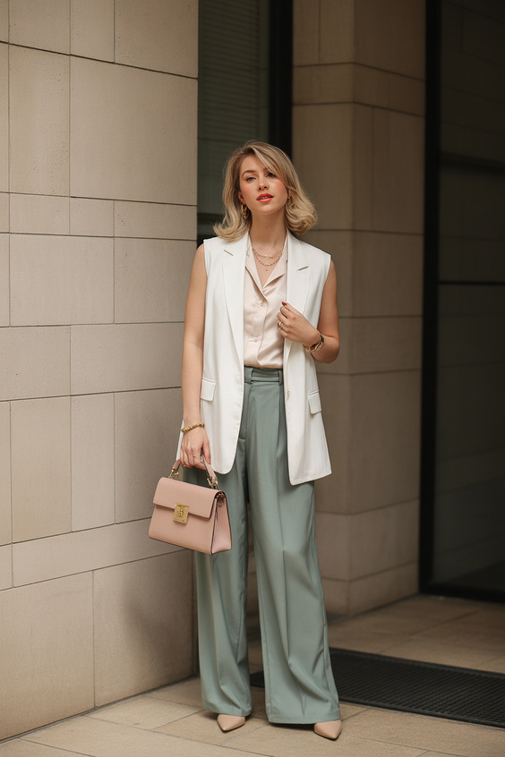 Cute spring office outfits 2026 Sleeveless Vest