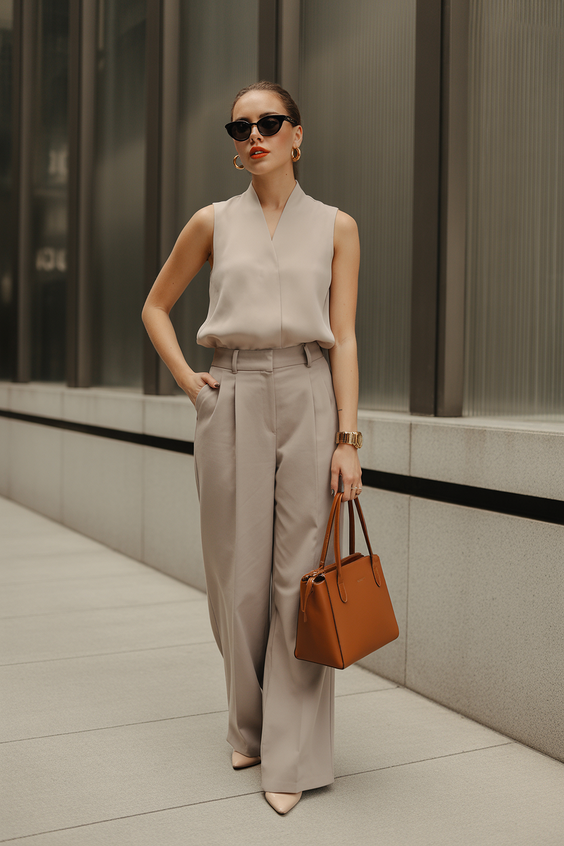 Cute spring office outfits 2026 Sleeveless Office Look
