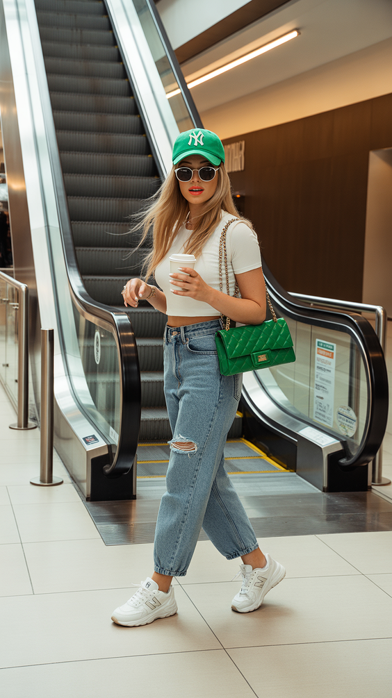 cute spring outfit with a baseball cap 2026 Every day denim look