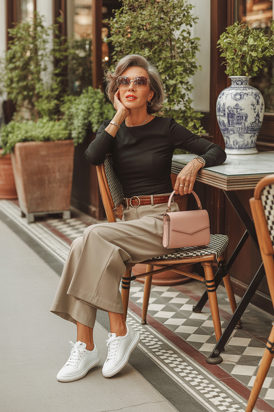 cute spring outfits for women over 50 2026 Relaxed Cafe Style With Quiet Confidence