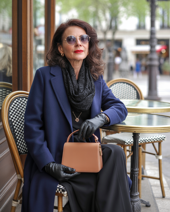 cute spring outfits for women over 50 2026 Deep Blue Layers for Cooler Spring Days