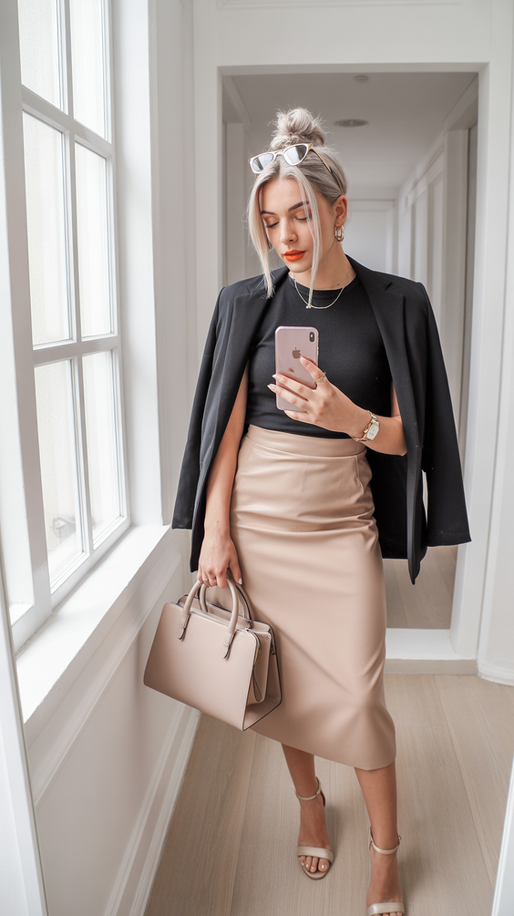 cute spring transition outfits 2026 ideas-Polished Neutral Work Look