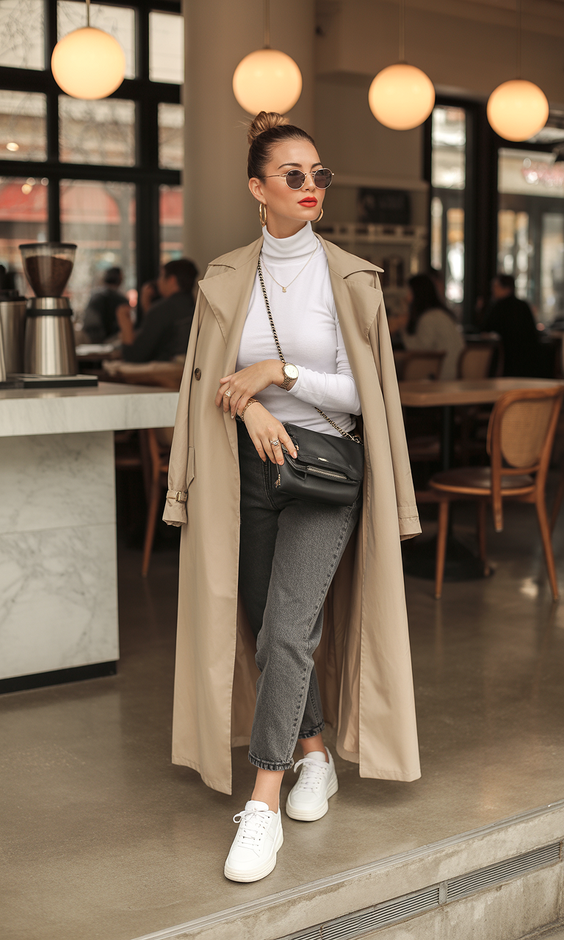 cute spring transition outfits 2026 ideas-Trench Business Casual