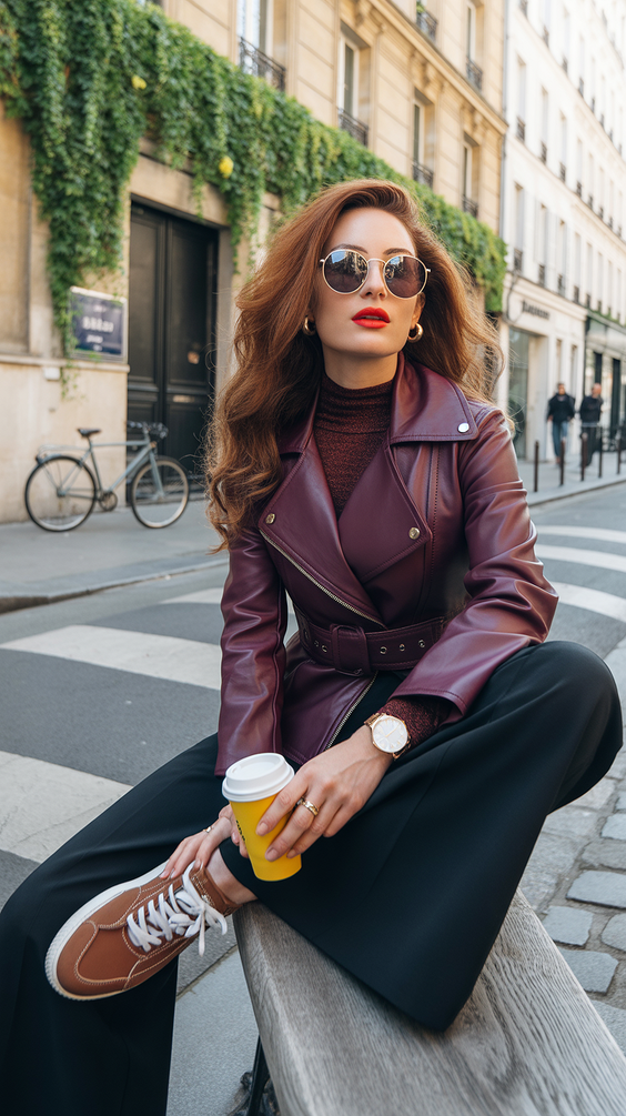 cute spring transition outfits 2026 ideas-Statement Leather Style