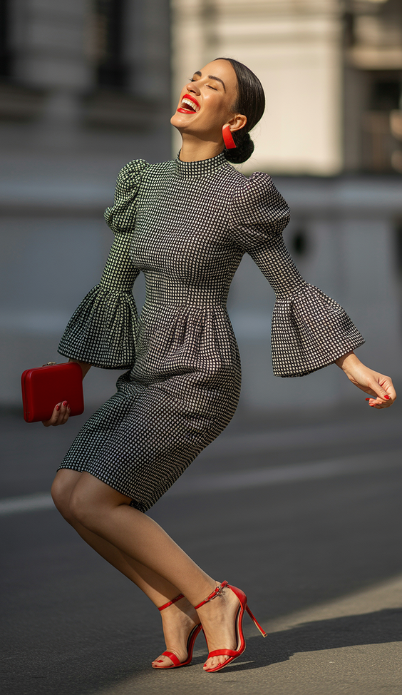 cute spring travel outfits 2026 Playful Statement Dress for Evening Energy