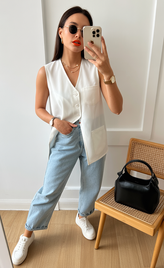 cute spring workwear 2026 Relaxed Denim With Sharp Layering Appeal