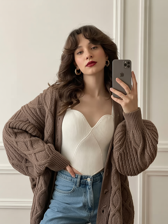 early spring outfits 2026 Soft Knit and Denim