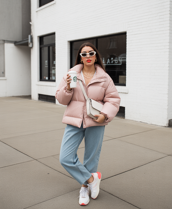 early spring outfits 2026 Puffer Jacket Casual Look