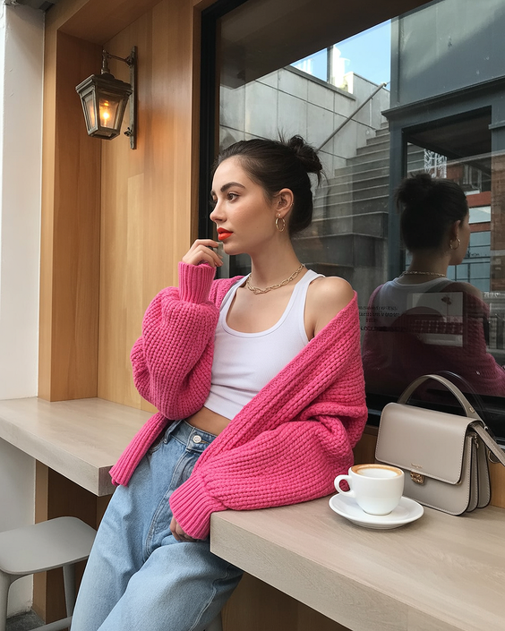 effortless spring outfit for Thursday 2026 Cozy Pink Layers for a Slow Coffee Thursday