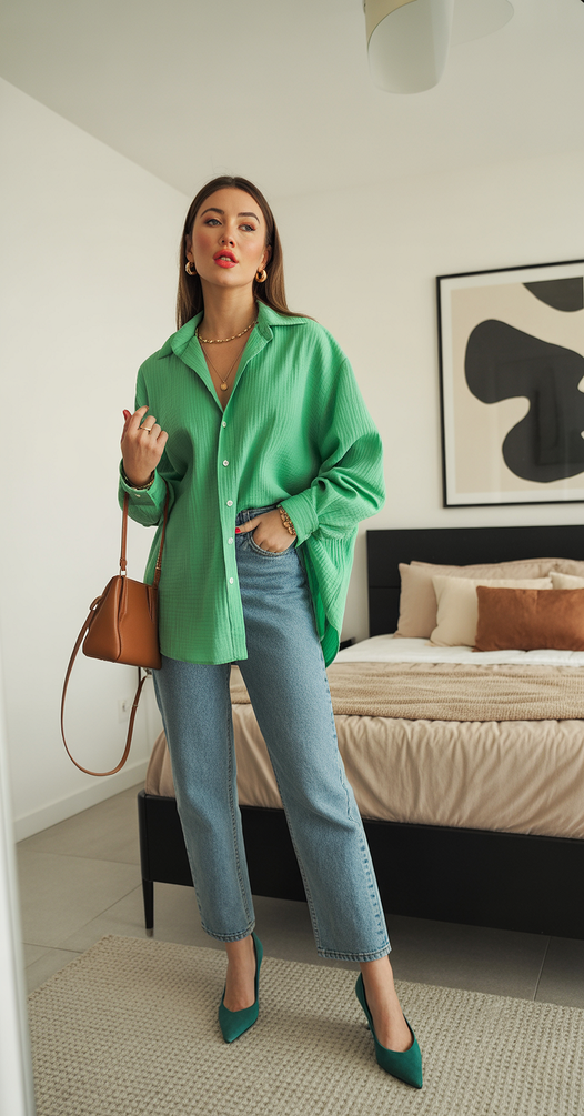 effortless spring outfit for Thursday 2026 Fresh Green Statements for a Modern Thursday Mood