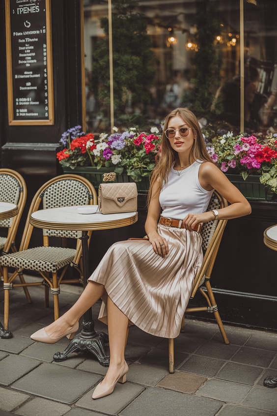 elegant paris spring outfit inspiration 2026 Elegant Skirt Styling for Café Mornings