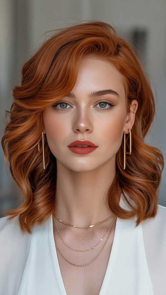 February Haircut Ideas 2026 Medium Hair Copper Waves