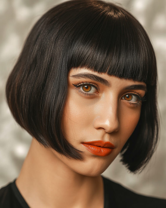 February Haircut Ideas 2026 Graphic Bob Micro Bangs