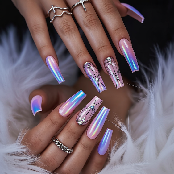 february nails 2026 iridescent chrome