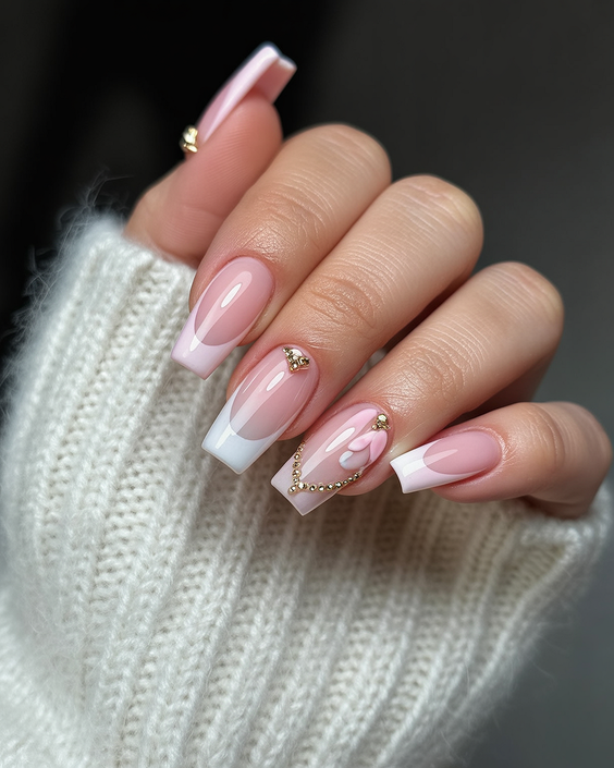 february nails color classy french gold
