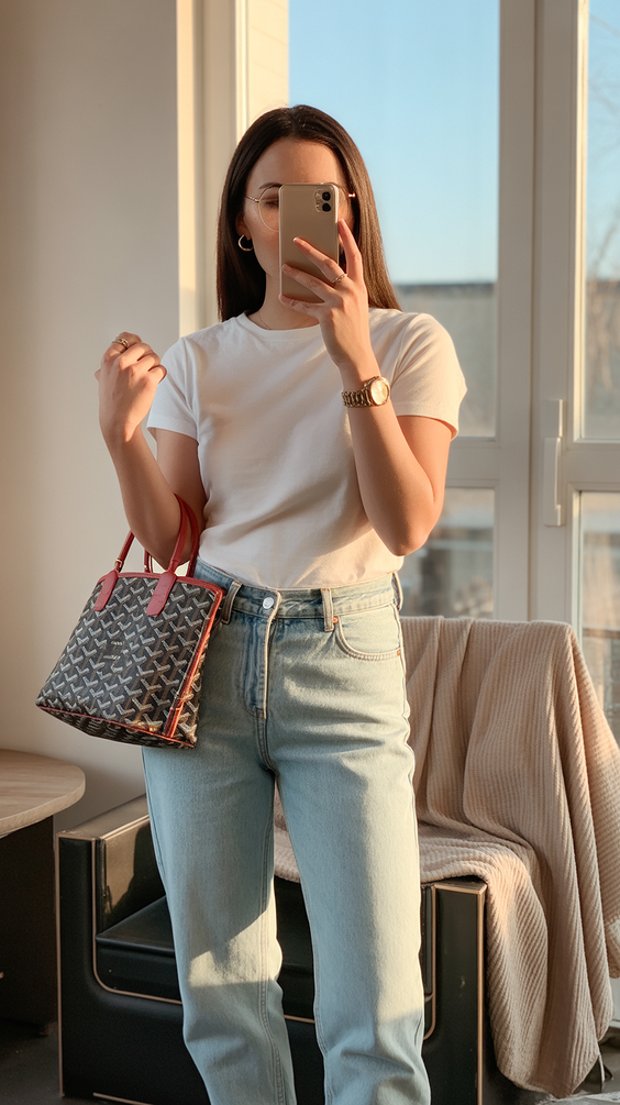 spring mom outfits 2026 Minimal Tee and Denim for Everyday Ease