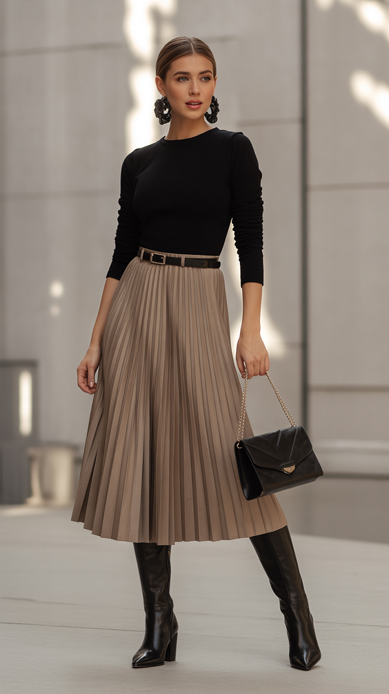 spring outfits trends 2026 Pleated Skirts and Structured Elegance