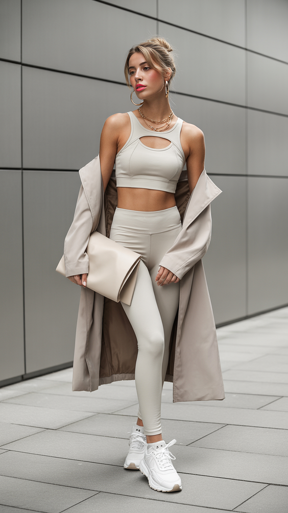 trendy spring sport outfits for women 2026 Minimalist Neutrals With a City-Sport Attitude