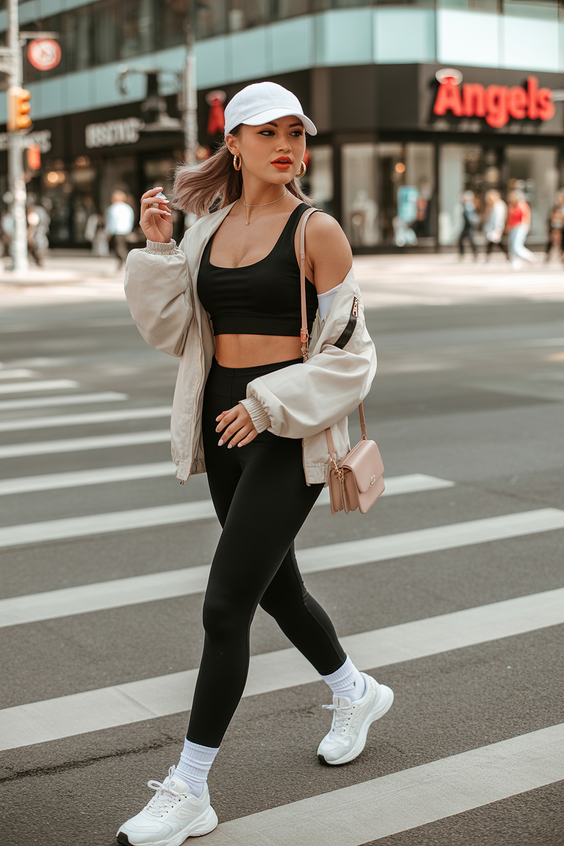 trendy spring sport outfits for women 2026 Urban Athleisure With Soft Street Layers